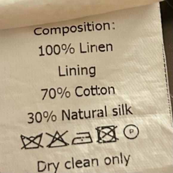 schrotter sacks taupe linen silk lined blouse size 2 - Picture 6 of 8